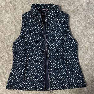 Tommy Hilfiger Navy and White Polka Dot Puffer Vest